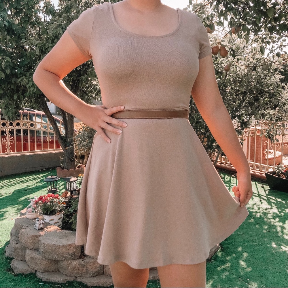 Women’s | Nude Casual Fit-Flare Dress